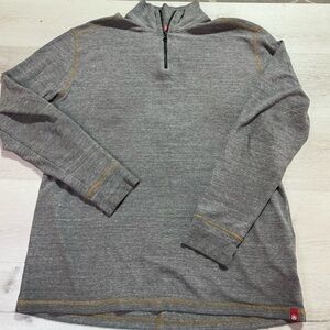 Agave Gray Waffle Knit Quarter Zip Pullover, Size XL